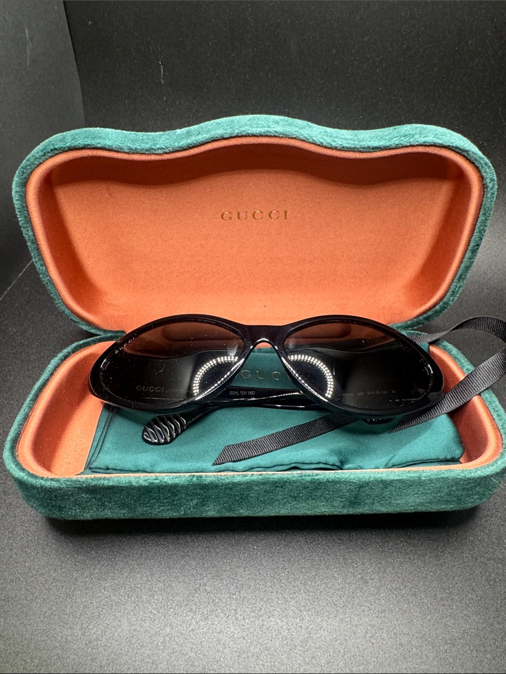 Gucci Black Sunglasses With Teal Case Interior